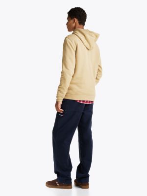 beige tommy badge hoody for men tommy jeans