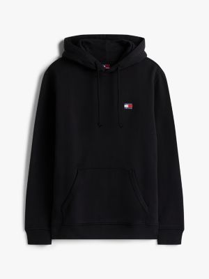 sweat à capuche avec badge tommy noir pour hommes tommy jeans