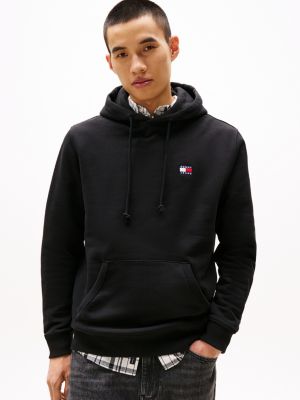 black tommy badge hoodie für herren - tommy jeans