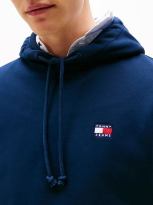 sweat à capuche avec badge tommy bleu pour hommes tommy jeans