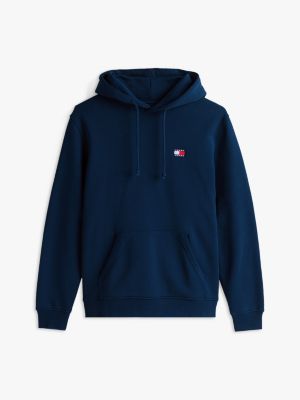 blau tommy badge hoodie für herren - tommy jeans