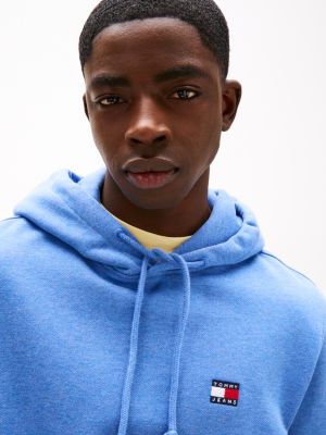 blue tonal tommy badge drawstring hoody for men tommy jeans