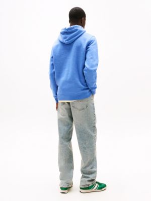 blue tonal tommy badge drawstring hoody for men tommy jeans
