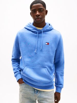 sweat à capuche avec badge tommy bleu pour hommes tommy jeans