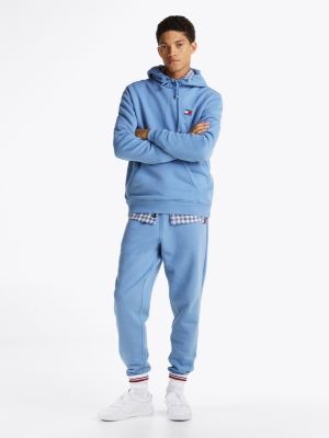 blue tonal tommy badge drawstring hoody for men tommy jeans