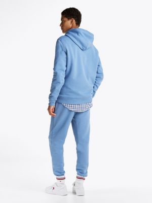 blue tonal tommy badge drawstring hoody for men tommy jeans