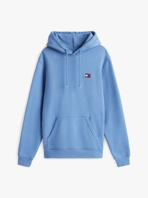 blau tommy badge hoodie für herren - tommy jeans