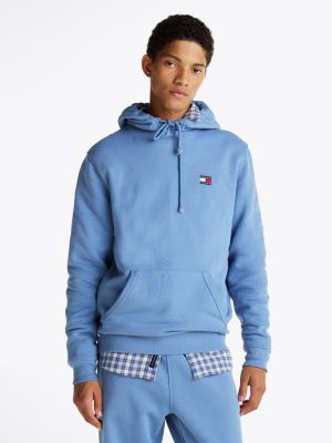 felpa con cappuccio, lacci e distintivo tommy blue da uomini tommy jeans