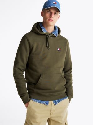 grün tommy badge hoodie für herren - tommy jeans