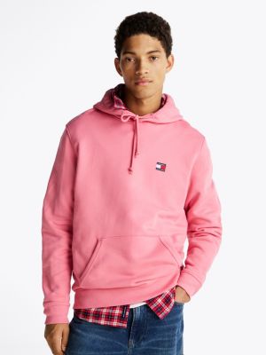 pink tommy badge hoodie für herren - tommy jeans