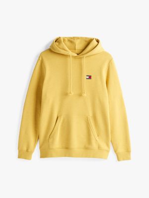 sweat à capuche avec badge tommy jaune pour hommes tommy jeans