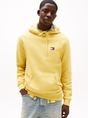 yellow tommy badge hoodie für herren - tommy jeans