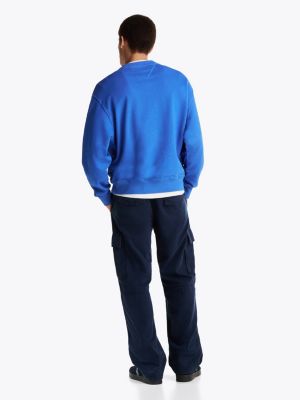 blue varsity washed relaxed sweatshirt for men tommy jeans