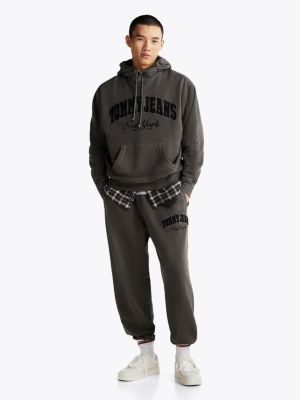 sweat à capuche décontracté varsity délavé gris pour hommes tommy jeans