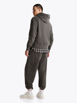 grey varsity washed relaxed hoody for men tommy jeans