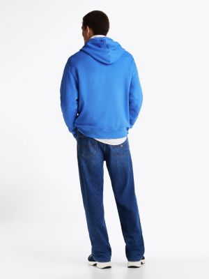 blue varsity washed relaxed hoody for men tommy jeans