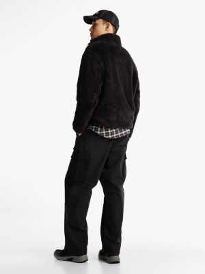 zwart fleece relaxed fit sweatshirt met rits voor heren - tommy jeans