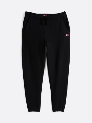 joggers con lacci e distintivo tommy nero da uomini tommy jeans