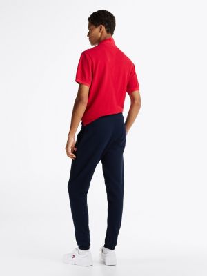 blue signature logo cuffed slim joggers for men tommy jeans