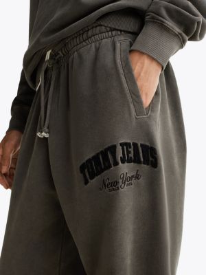 grey varsity washed relaxed joggers for men tommy jeans