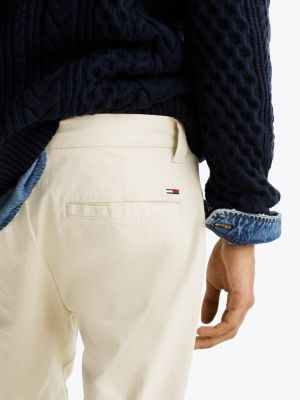 pantaloni chino austin slim fit in cotone beige da uomini tommy jeans