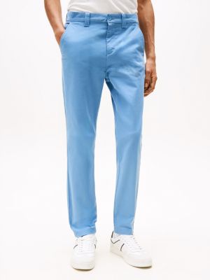 pantaloni chino austin slim fit in cotone blu da uomini tommy jeans