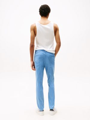 pantaloni chino austin slim fit in cotone blu da uomini tommy jeans