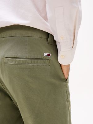 pantalón chino austin slim de sarga caqui de hombres tommy jeans