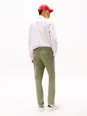 pantalón chino austin slim de sarga caqui de hombres tommy jeans