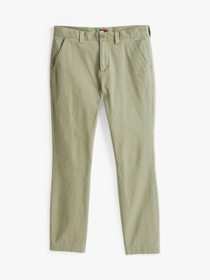 pantalón chino austin slim de sarga caqui de hombres tommy jeans