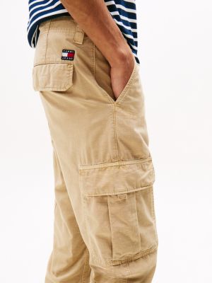 pantaloni cargo ryan dritti marrone da uomini tommy jeans