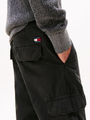 black ryan straight leg cargo trousers for men tommy jeans