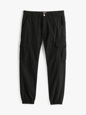 black ryan straight leg cargo trousers for men tommy jeans