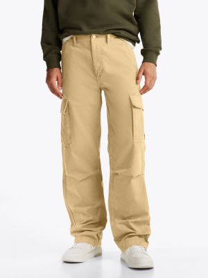 beige relaxed cargo trousers for men tommy jeans