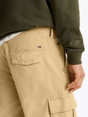 beige relaxed cargo trousers for men tommy jeans