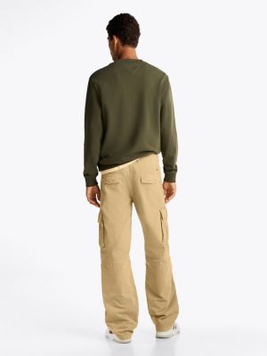 beige relaxed cargo trousers for men tommy jeans