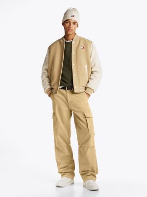 beige relaxed cargo trousers for men tommy jeans