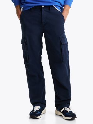 blue relaxed cargo trousers for men tommy jeans