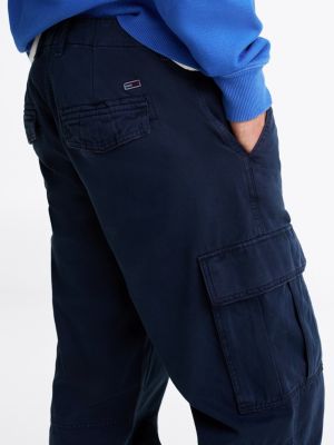 blue relaxed cargo trousers for men tommy jeans