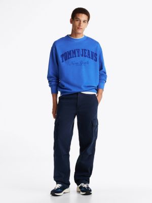 blue relaxed cargo trousers for men tommy jeans