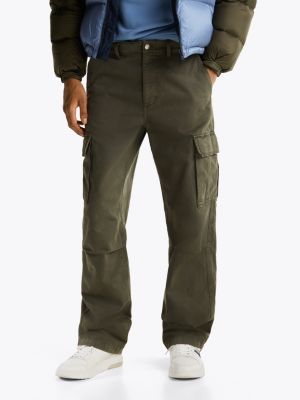 green relaxed cargo trousers for men tommy jeans