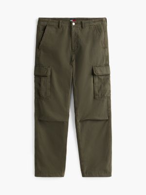 green relaxed cargo trousers for men tommy jeans