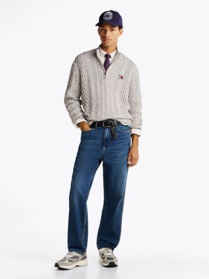 grey half-zip jumper with wool for men tommy jeans