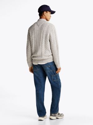 grey half-zip jumper with wool for men tommy jeans