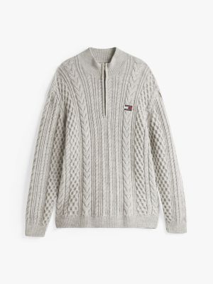 grey half-zip jumper with wool for men tommy jeans