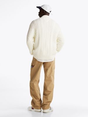 white half-zip jumper with wool for men tommy jeans