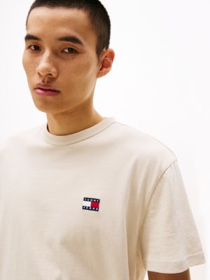 beige tonal tommy badge t-shirt for men tommy jeans