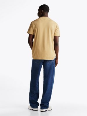 beige tonal tommy badge t-shirt for men tommy jeans