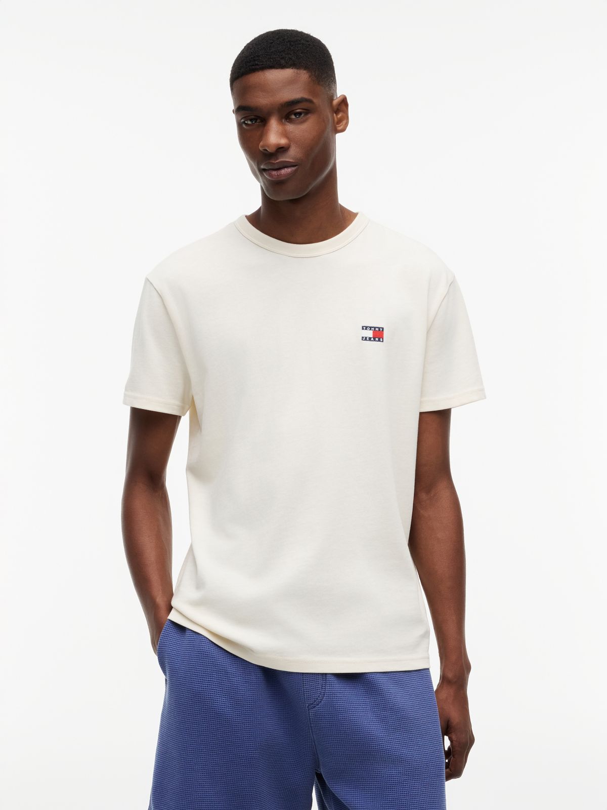 Tommy Badge Jersey Crew Neck T-Shirt — Beige