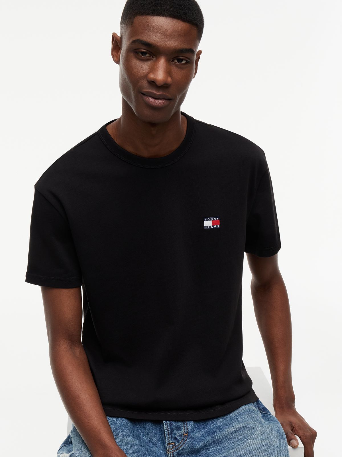 Tommy Badge Jersey Crew Neck T-Shirt — Black